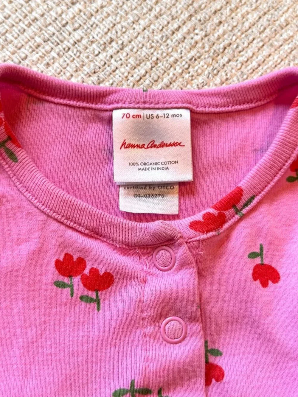 Hanna Andersson Size 6-12 Month Baby Skirted Bodysuit Dress Months Pink Floral